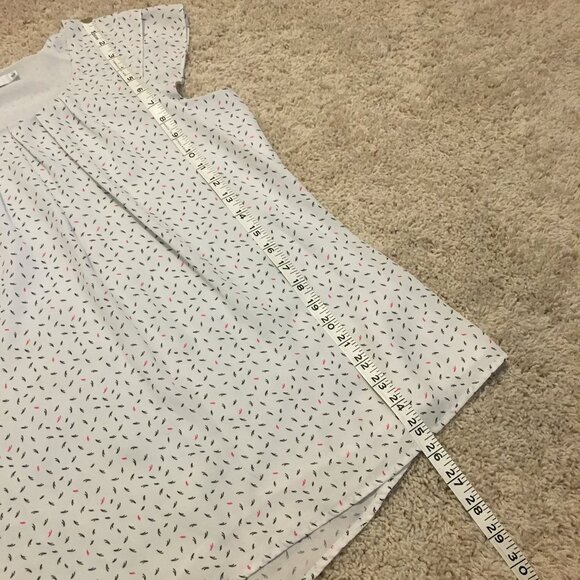 Flutter Cap Sleeve Party Cake Sprinkle Pleated Blouse - Picture 13 of 16